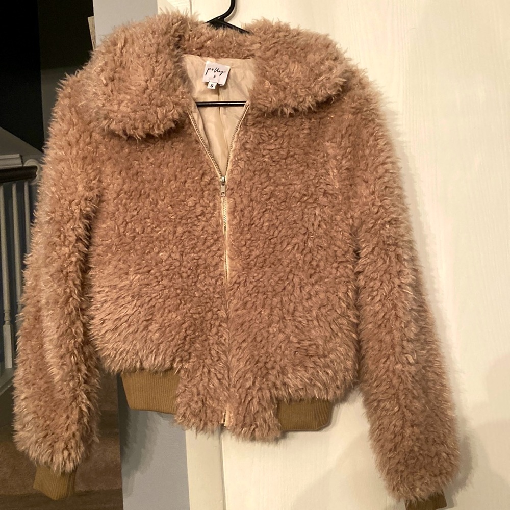 Never worn short fluffy jacket